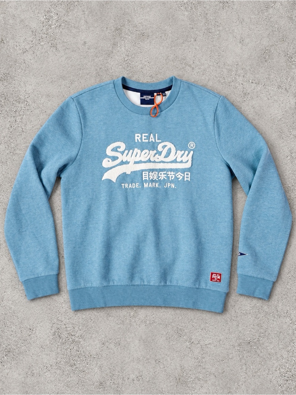 Superdry Men Blue Soft Fleece Lined Crewneck Pullover Sweater US6 Streetwear Y2K